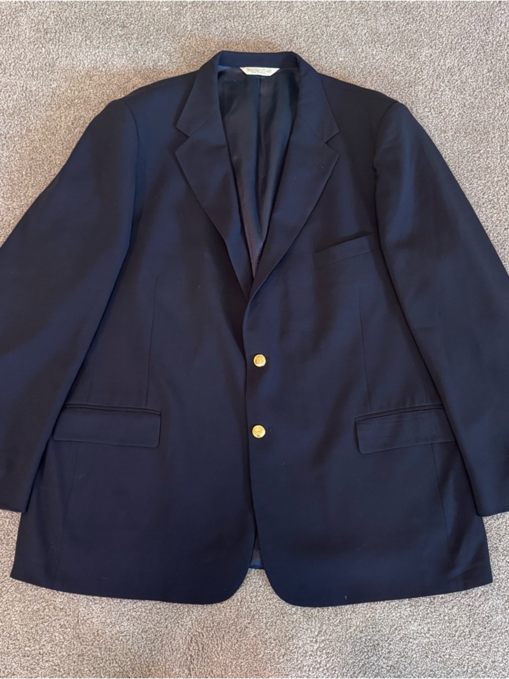 VTG Palm Beach Sport Coat Navy Blue Blazer Jacket Wool Gold Button USA Men’s 52L